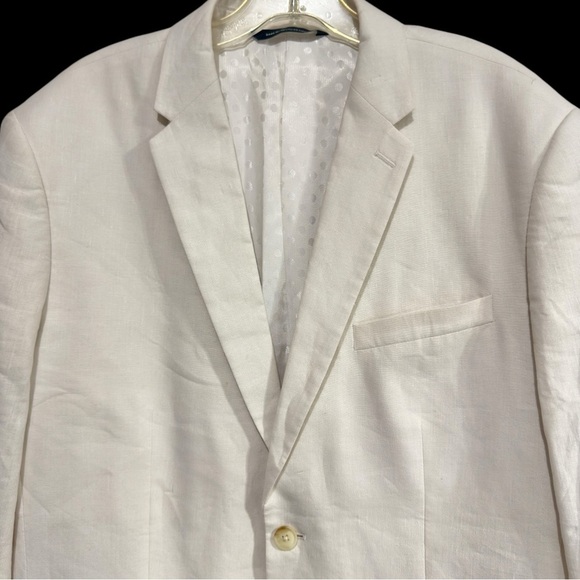 Perry Ellis Men’s White Linen Cotton Blend Blazer Sport Coat 44R - Picture 5 of 16
